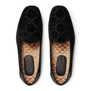 GUCCI Guccissima Velvet & Leather Bee Loafers
